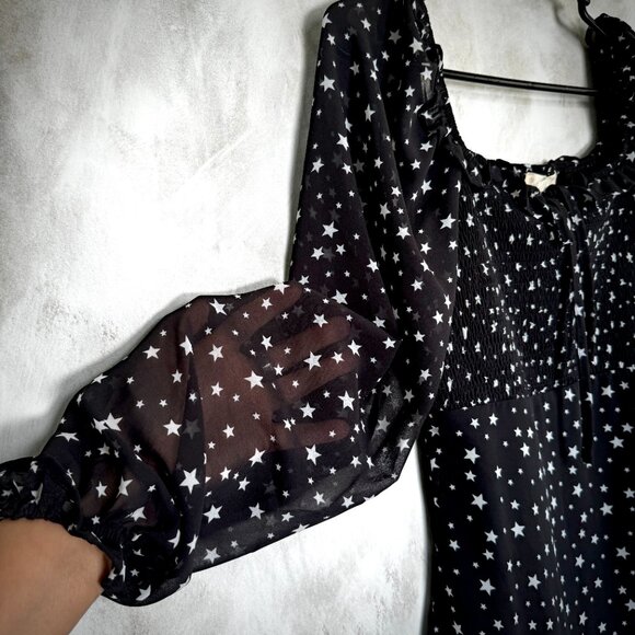 Altar'd State Long Sleeve Fit & Flare Ruffle Hem Star Dress - Picture 4 of 9